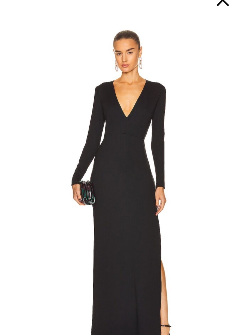 STAUD Black V-Neck Long Sleeve Maxi Dress - wedding guest dress